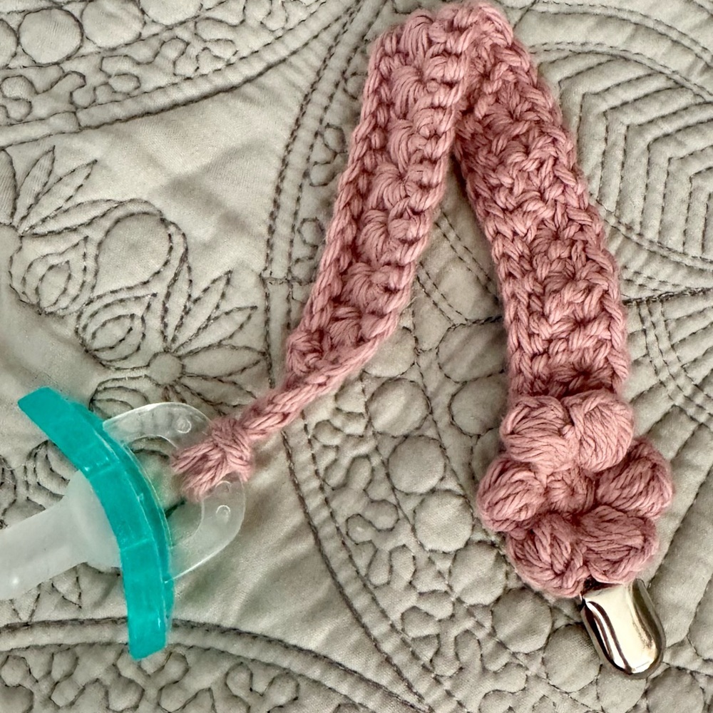 Handmade Pink Pacifier Clip